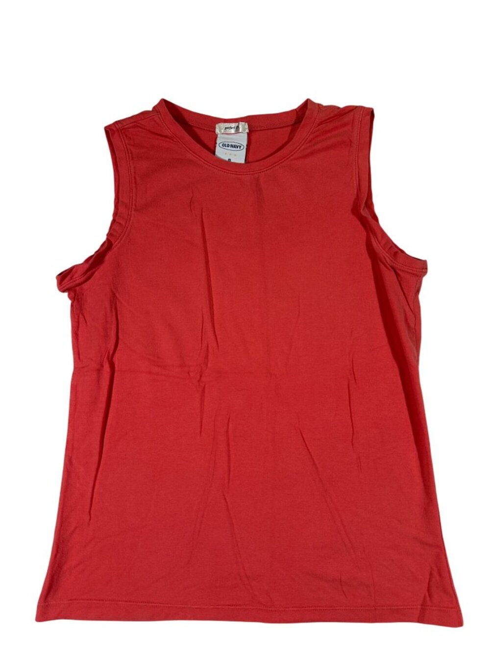 Old Navy Womens Sleeveless Red Tank Top Size S Casual Soft Cotton Blend Crewneck